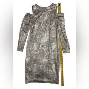 Calvin Klein Women’s Silver Metallic Size 4 Dress Cut Out Shoulder